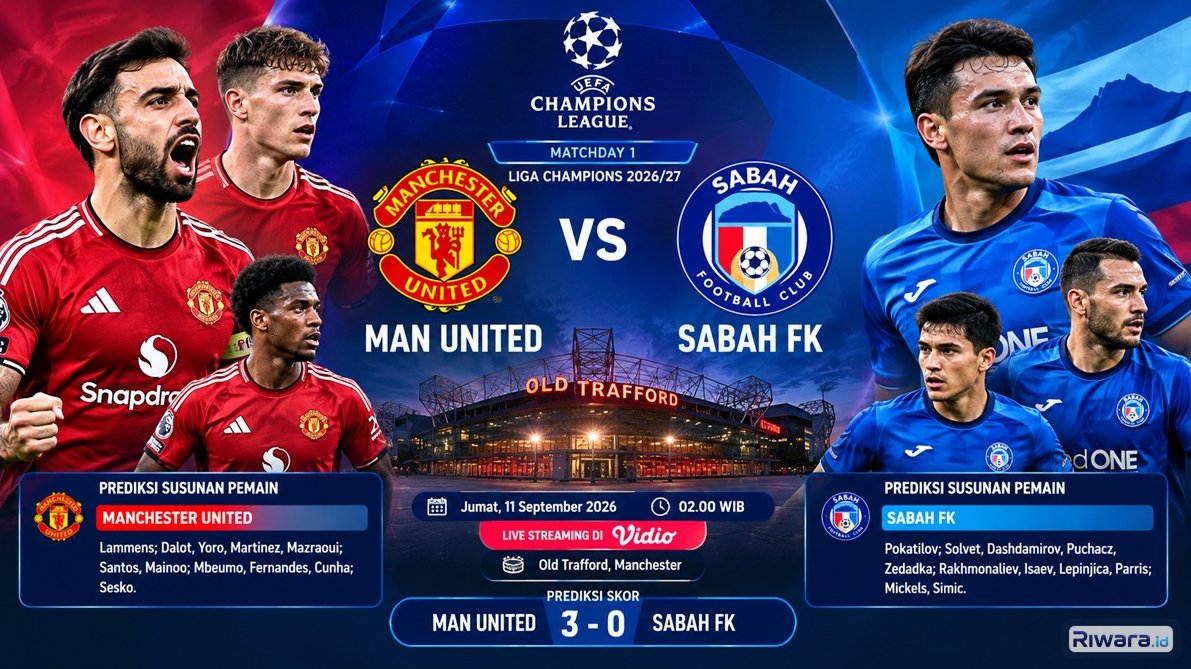 Prediksi Skor Manchester United vs Sabah FK Ujian Perdana Carrick di Champions League 2026-2027